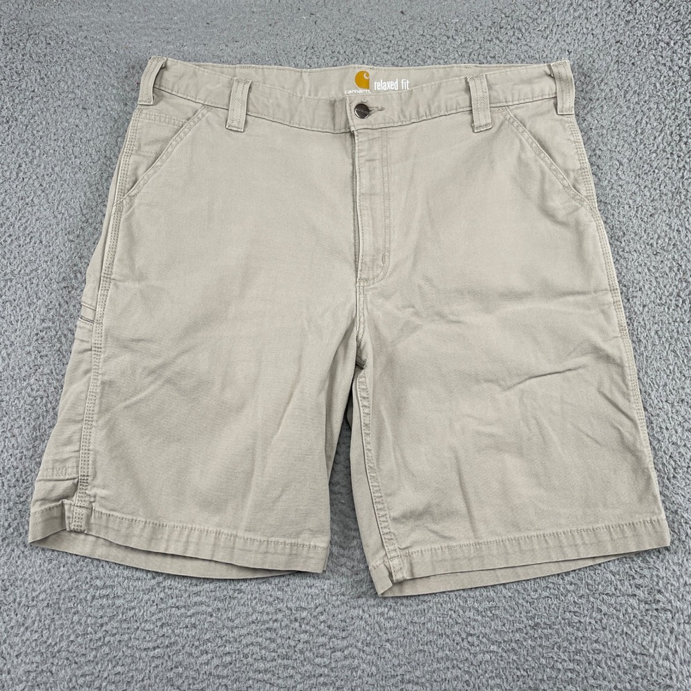 Carhartt Shorts Mens 38 Tan Relaxed Fit Rugged Flex Canvas Workwear Pocketed